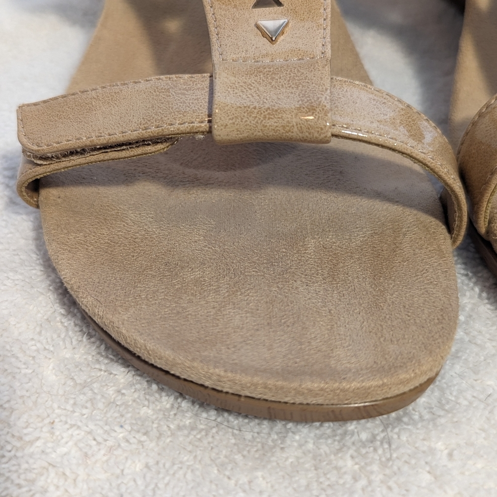 Vionic Tan Wedge Sandals with Stud Accents - Picture 9 of 15